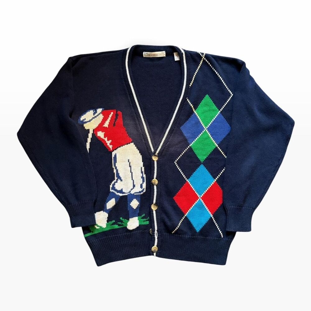 John-ashford Men's Navy and Blue Cardigan